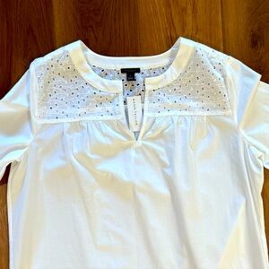 NWT Ann Taylor Factory White Eyelet Blouse - Size Medium